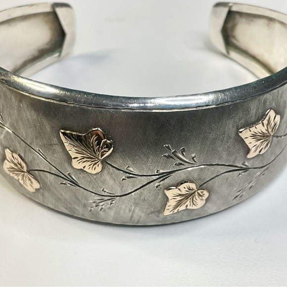 Vintage Sterling & Rose Gold Cuff Bracelet Italy - Picture 5 of 7